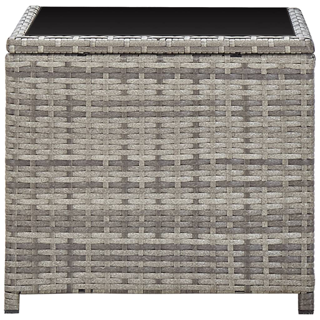 Couchtisch Grau 45 x 45 x 40 cm Poly Rattan und Glas